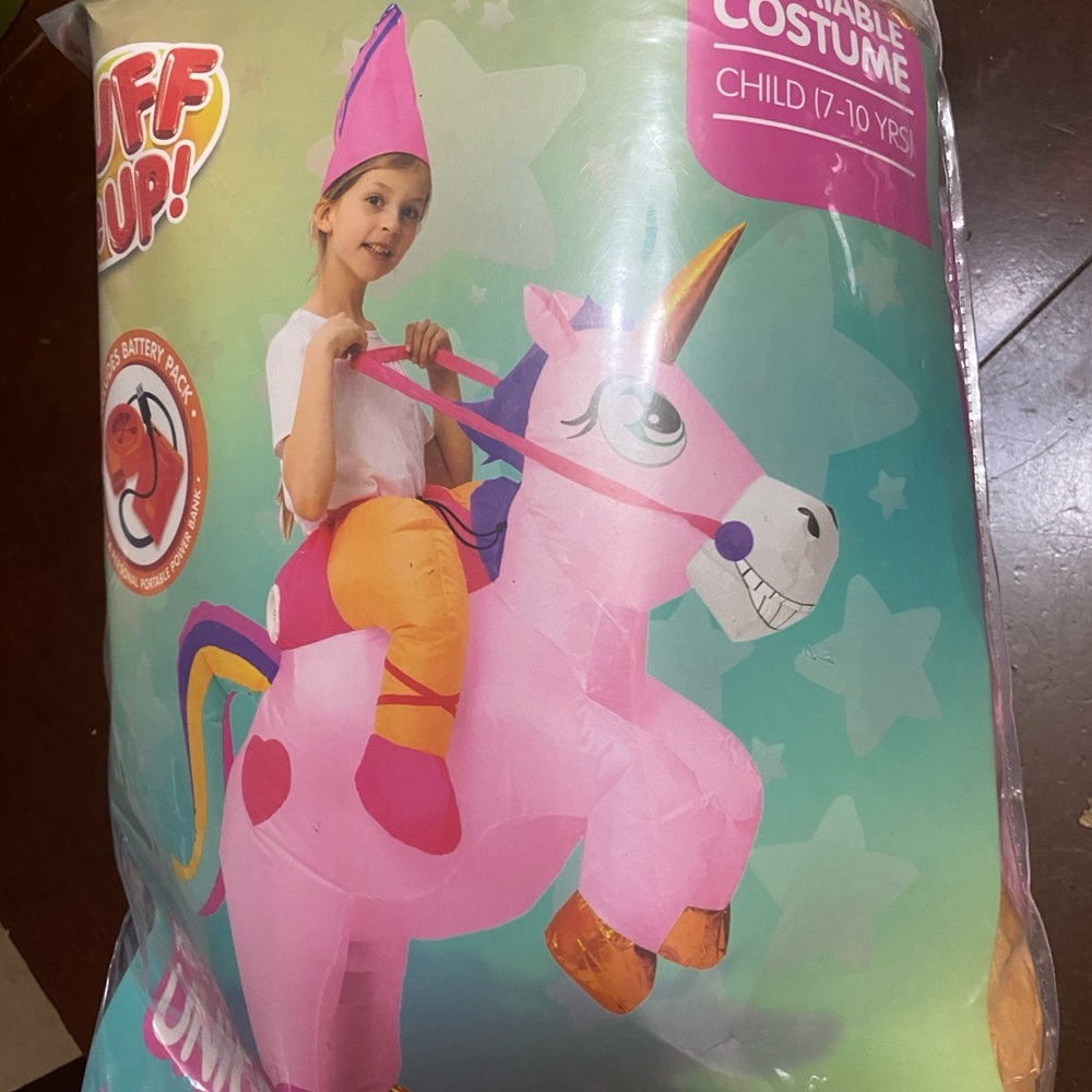 Inflatable Pink Unicorn Costume for Kids Size 7-10